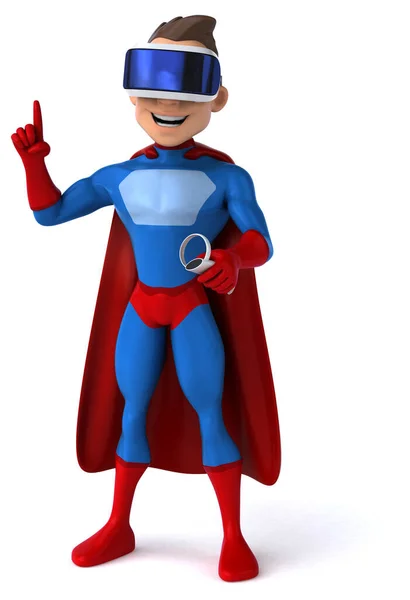 Vrヘルメット付きスーパーヒーローの楽しい3Dイラスト — ストック写真