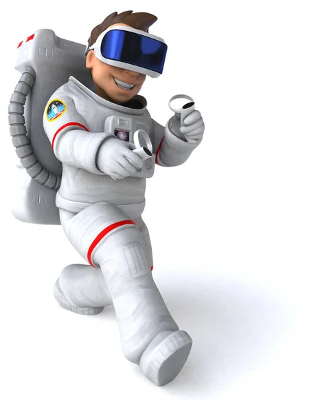 Zabawa Ilustracja Postaci Kreskówki Astronauty Kasku — Zdjęcie stockowe