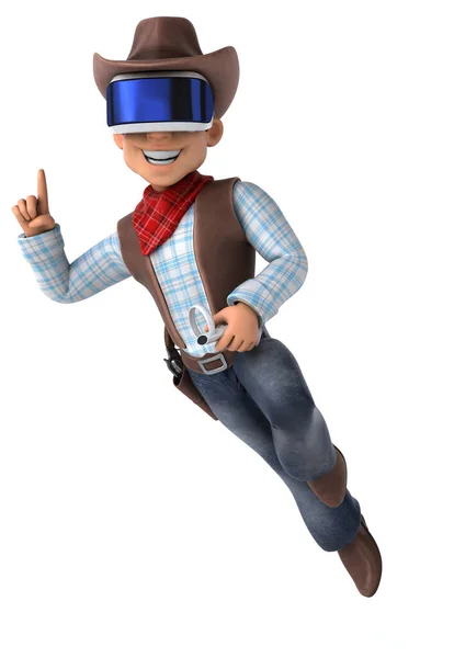 Divertente Illustrazione Personaggio Dei Cartoni Animati Cowboy Con Casco — Foto Stock