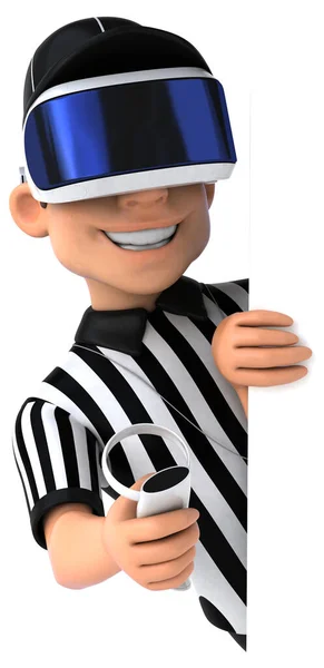 Divertente Illustrazione Personaggio Dei Cartoni Animati Arbitro Con Casco — Foto Stock