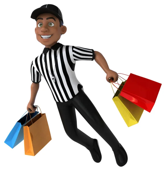 Divertimento Illustrazione Arbitro Americano Con Borse — Foto Stock