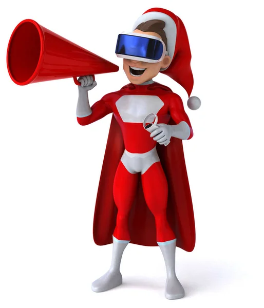 Fun Illustration Super Santa Claus Cartoon Character Helmet — Stock Photo, Image