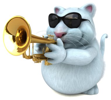 Eğlenceli kedi oyunu - 3D İllüstrasyon