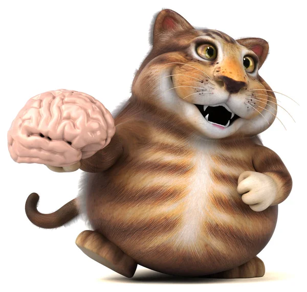 Beyni Olan Eğlenceli Bir Kedi Görüntü — Stok fotoğraf