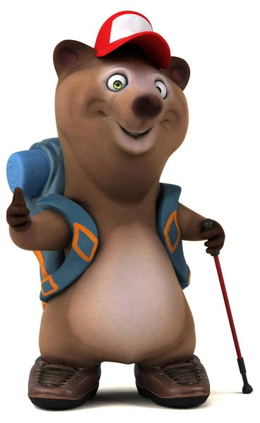 Fun Bear Backpacker Cartoon Character — Stock Photo, Image