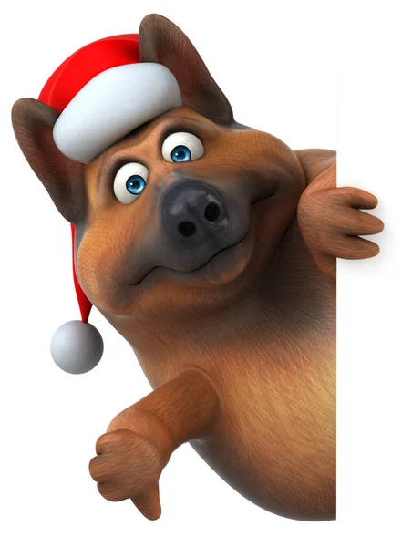 Noel Baba Şapkalı Eğlenceli Alman Çoban Köpeği Görüntü — Stok fotoğraf