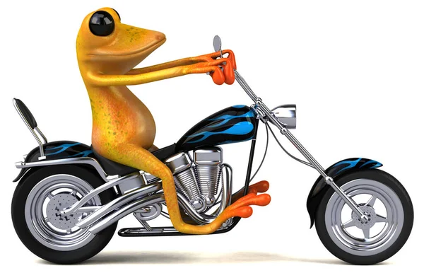 Grenouille Amusante Sur Moto Illustration — Photo