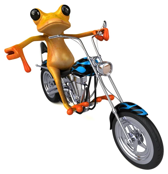 バイクでカエルを楽しむ 3Dイラスト — ストック写真