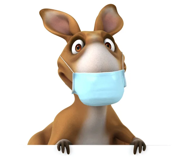 Zabawa Kreskówka Kangaroo Postać Kreskówki Maską — Zdjęcie stockowe