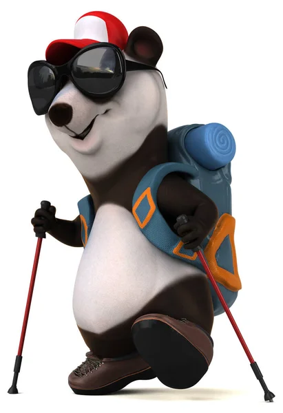 Fun Panda Backpacker Cartoon Figur — Stockfoto