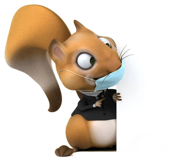 Lustige Zeichentrickfigur Eichhörnchen Mit Maske — Stockfoto
