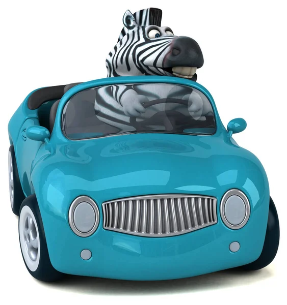 Zebra Divertida Carro Ilustração — Fotografia de Stock