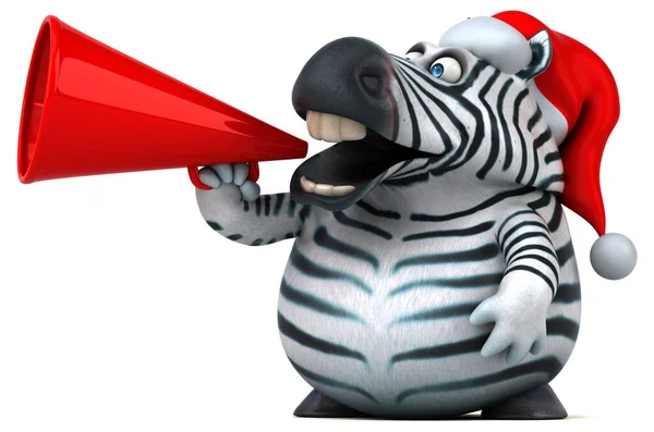 Fun Zebra Mit Weihnachtsmütze Illustration — Stockfoto