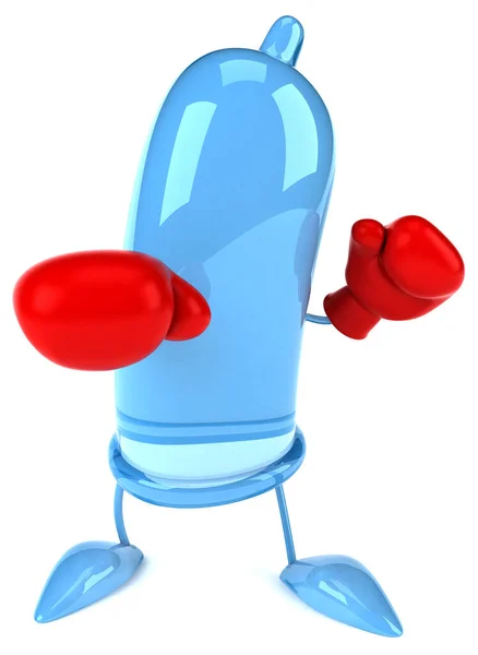 Lustige Illustration Einer Comic Kondom Figur Boxer — Stockfoto