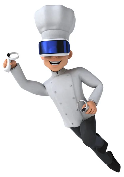 Ilustração Divertida Personagem Desenho Animado Chef Com Capacete — Fotografia de Stock