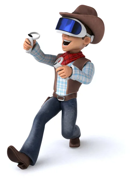 Ilustração Divertida Personagem Desenho Animado Cowboy Com Capacete — Fotografia de Stock