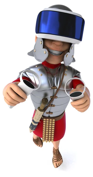 Vrヘルメットとローマの兵士漫画のキャラクターの楽しい3Dイラスト — ストック写真