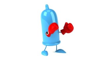 Çizgi film karakteri boksörünün 3 boyutlu eğlenceli animasyonu