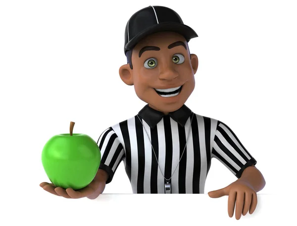 Lustige Illustration Eines Amerikanischen Schiedsrichters Mit Apfel — Stockfoto