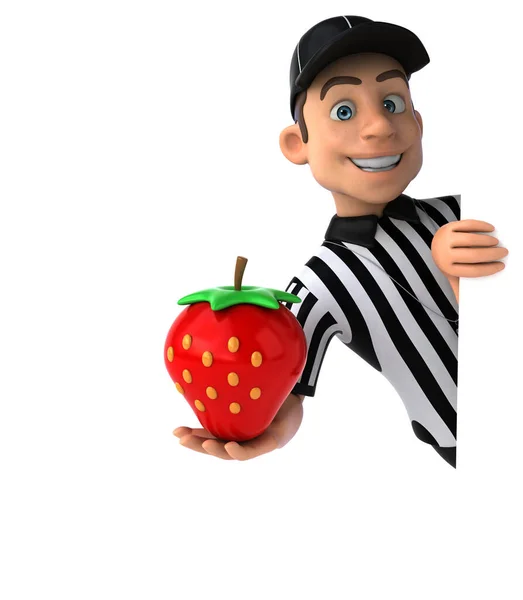 Fun Illustration Eines Amerikanischen Schiedsrichters Mit Erdbeere — Stockfoto