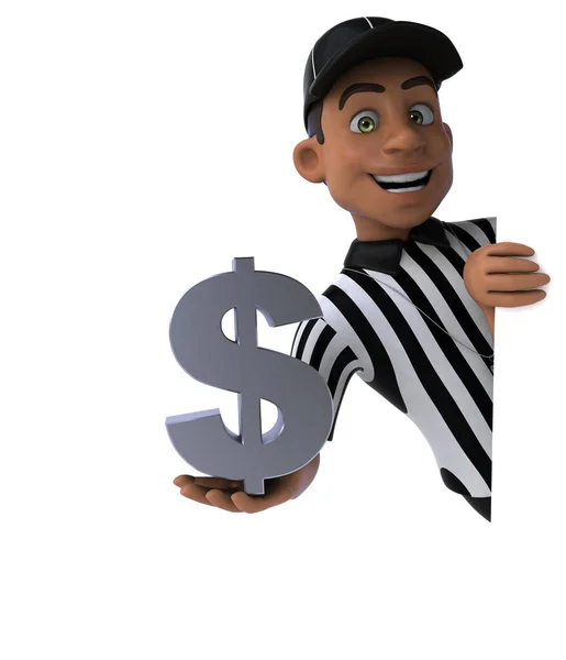 Lustige Illustration Eines Amerikanischen Schiedsrichters Mit Dollar — Stockfoto