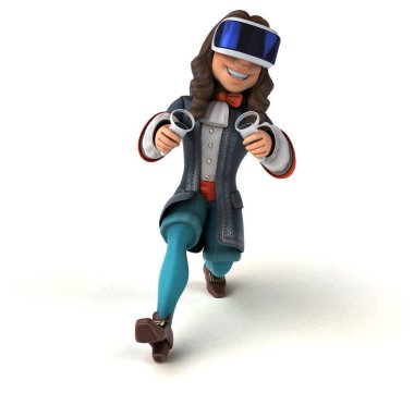 Beyaz kasklı barok bir beyefendinin eğlenceli 3D görüntüsü. 