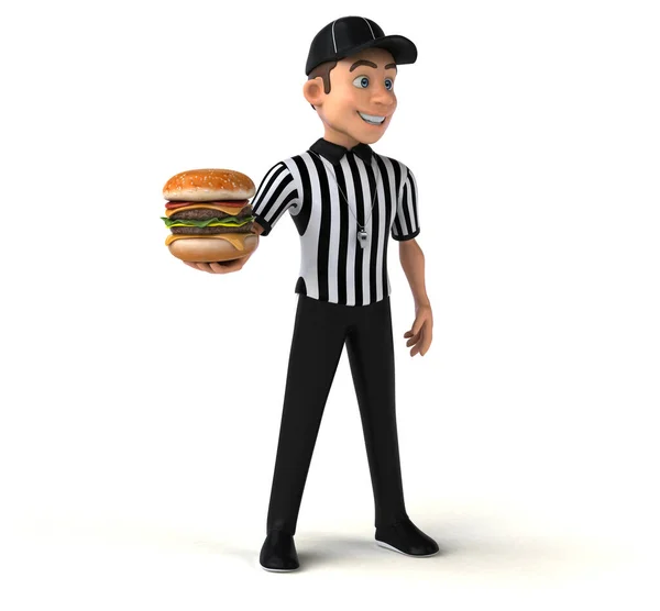 Fun Illustratie Van Een Amerikaanse Scheidsrechter Met Hamburger — Stockfoto
