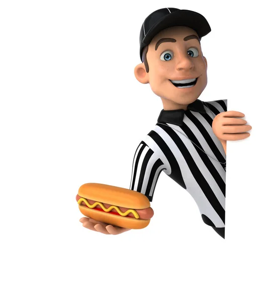 Divertente Illustrazione Arbitro Americano Con Hotdog — Foto Stock