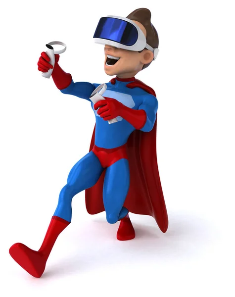 Fun Illustration Eines Superhelden Mit Einem Helm Isoliert Auf Weiß — Stockfoto