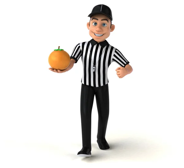 Lustige Illustration Eines Amerikanischen Schiedsrichters Mit Orange — Stockfoto