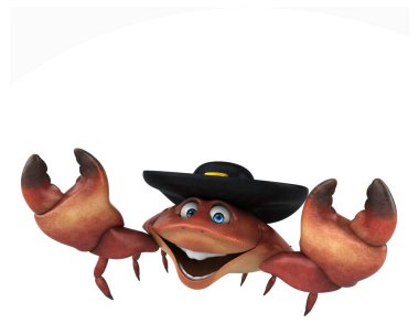 Eğlenceli yengeç karakteri - 3D Görüntü