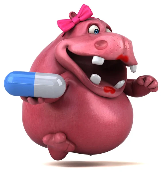 Ροζ Hippo Χάπι Εικονογράφηση — Φωτογραφία Αρχείου