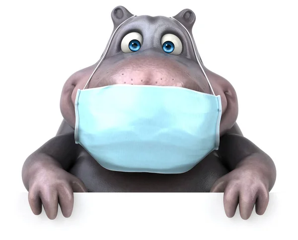 Fun Cartoon Hippo Mask White Background — Stock Photo, Image