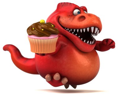 Üç boyutlu resimli kek ile eğlenceli dinozor.