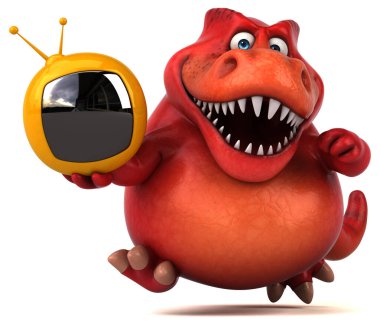 Televizyonlu 3D Çizim Eğlenceli Dinozor