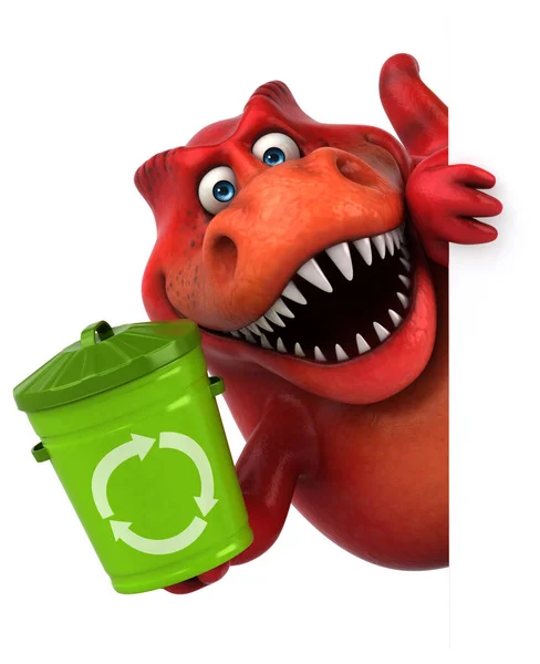 Çöp Kutusuyla Çizim Eğlence Dinozoru — Stok fotoğraf
