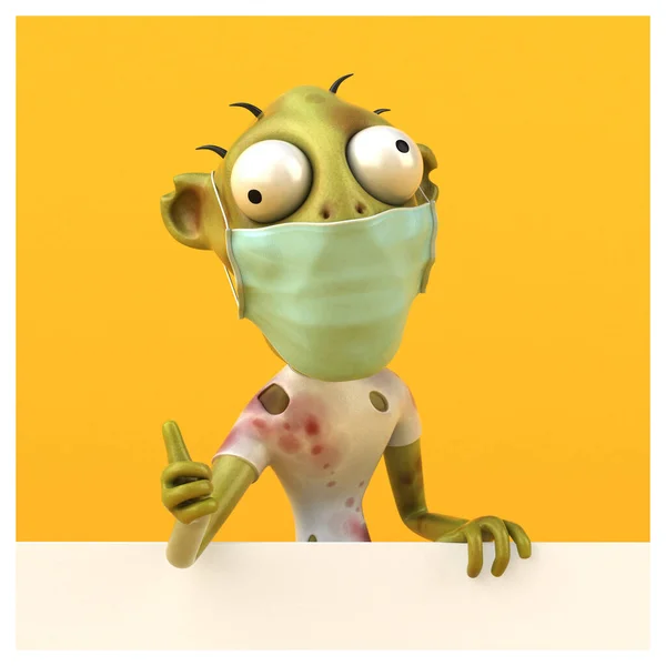 Leuke Cartoon Zombie Met Een Masker — Stockfoto