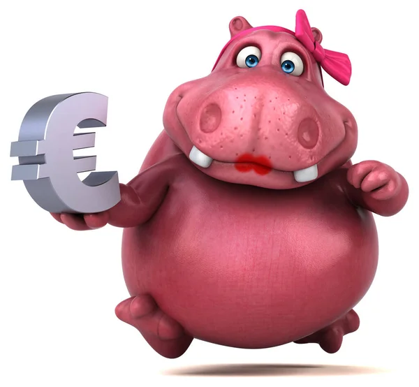 Roze Hippo Met Euro Illustratie — Stockfoto