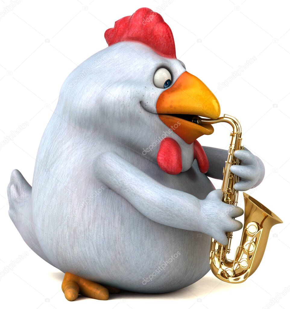 Fun chicken with instrument