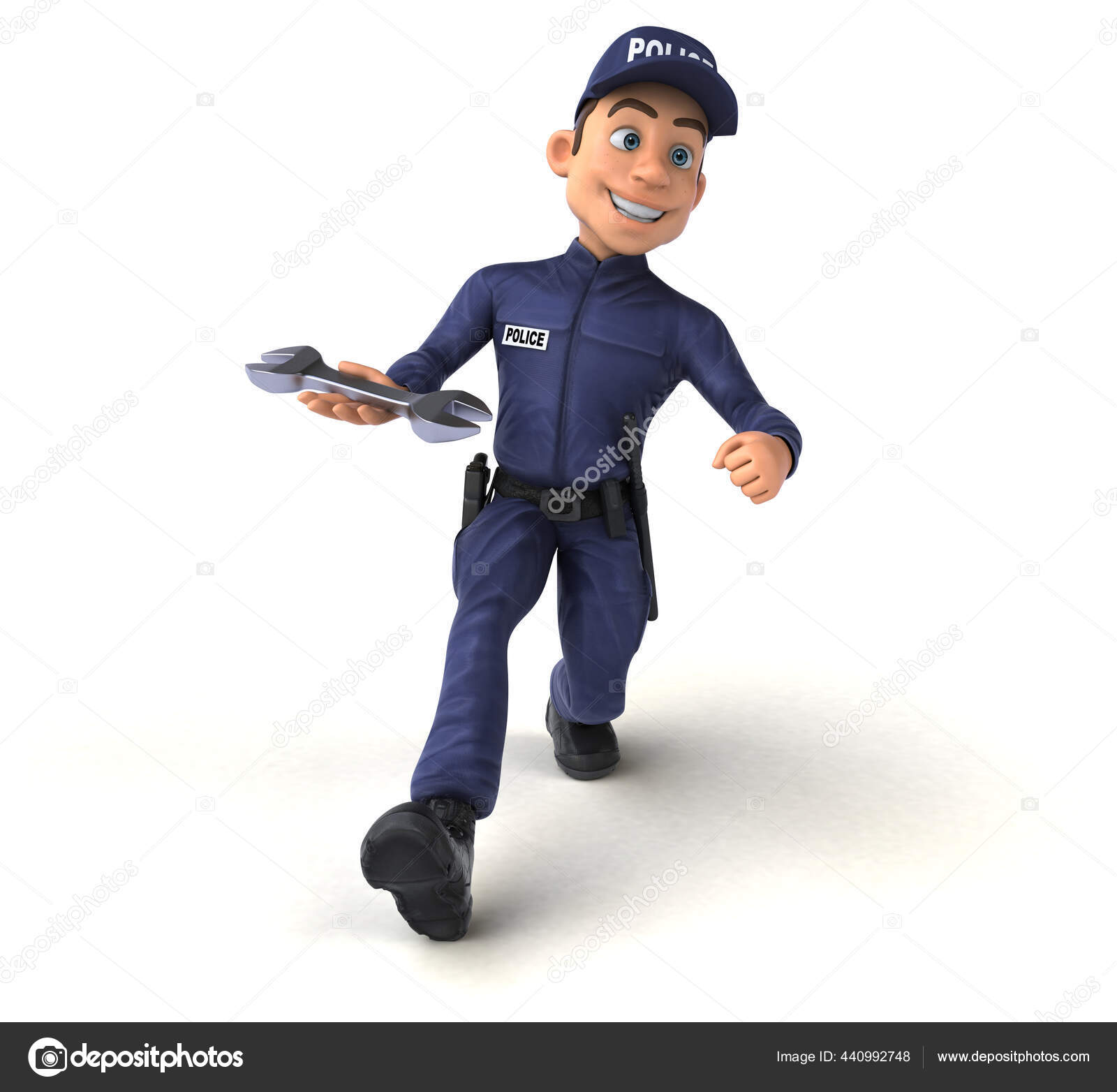 Ilustrasi Menyenangkan Dari Seorang Petugas Polisi Kartun Dengan Alat Stok Foto Julos 440992748