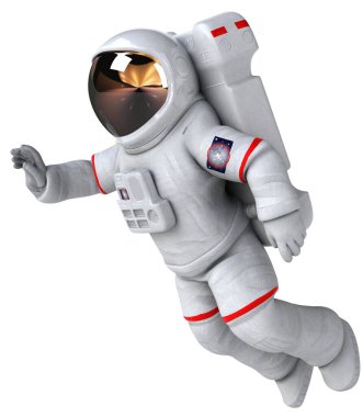Eğlenceli astronot karakteri - 3D İllüstrasyon