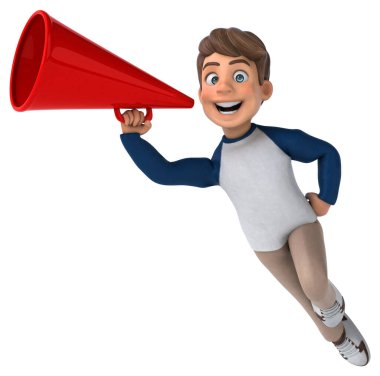 Üç boyutlu çizgi film karakteri eğlenceli genç