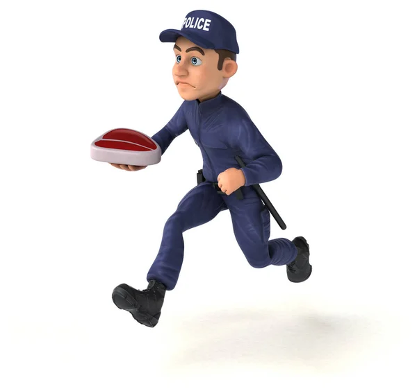 Fun Illustration Cartoon Police Officer Meat — Stock Photo, Image