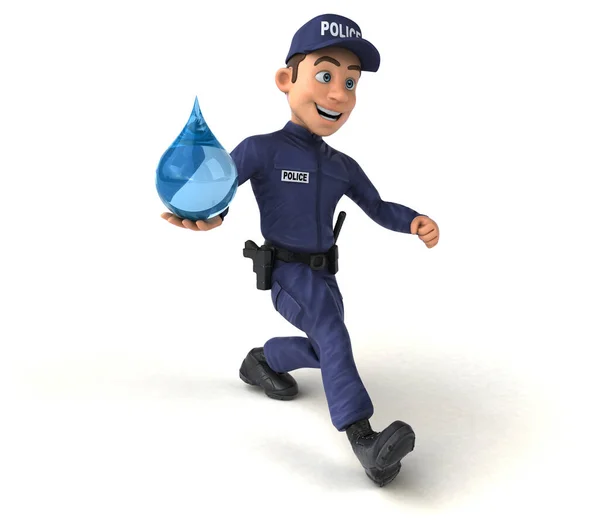Весела Ілюстрація Карикатурного Офіцера Поліції Краплею — стокове фото