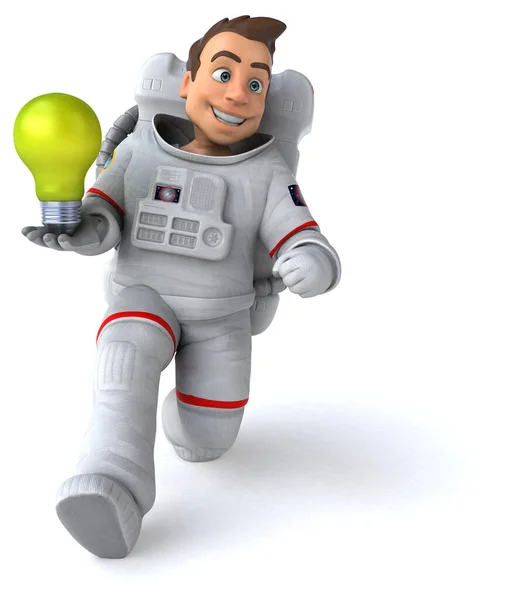 Fun Astronaut Mit Lampe Illustration — Stockfoto