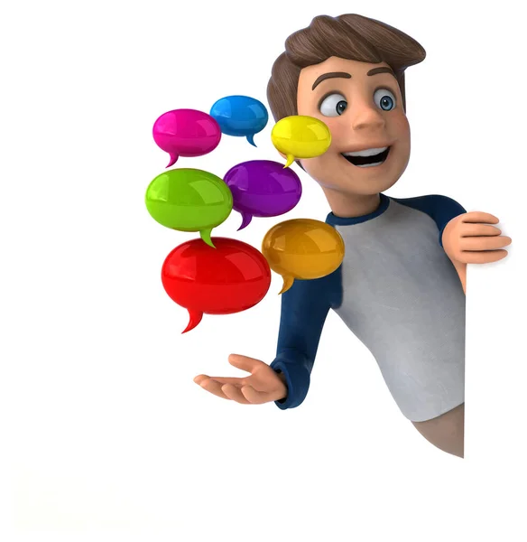 Cartoon Character Fun Teenager Bubbles — Stock Photo, Image