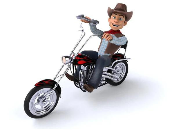 バイクで楽しむカウボーイ 3Dイラスト — ストック写真