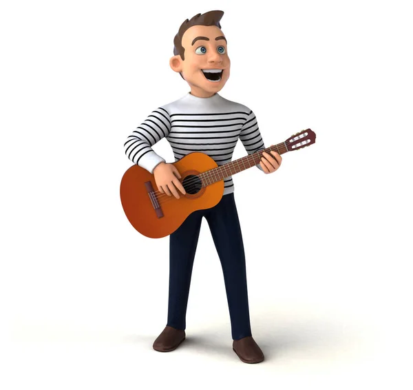 Divertido Personaje Casual Dibujos Animados Con Guitarra — Foto de Stock