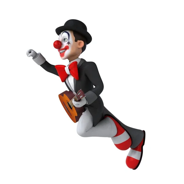 Lustige Illustration Eines Lustigen Clowns Mit Gitarre — Stockfoto