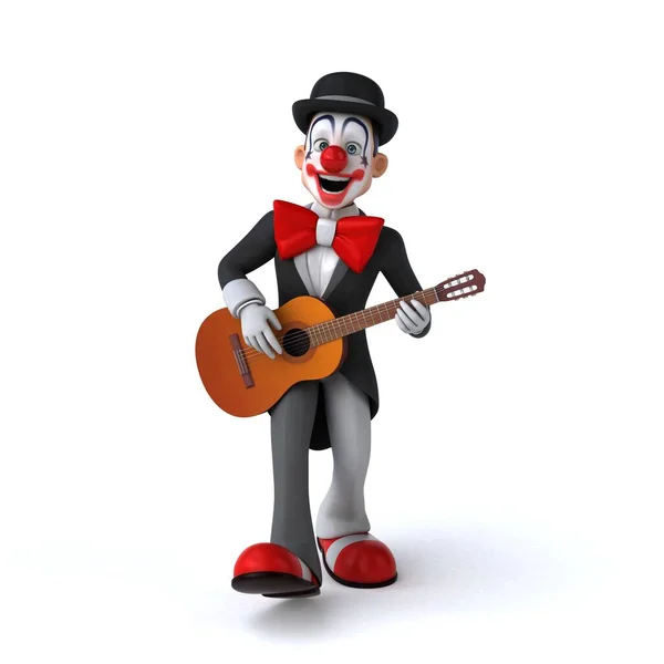 Весела Ілюстрація Веселого Клоуна Гітарою — стокове фото